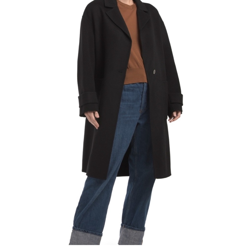 Theory Women's black wool/cashmere blend Trench Coat - Picture 4 of 11